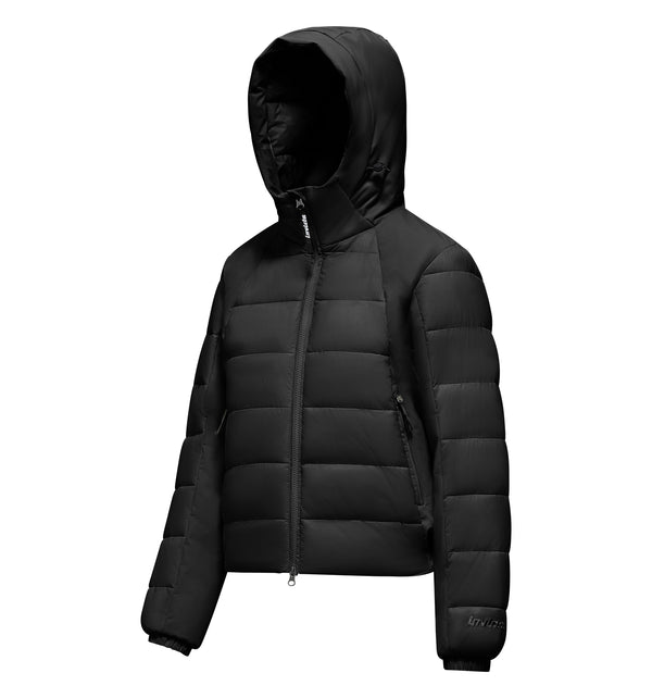 Bimaterial short padded jacket 