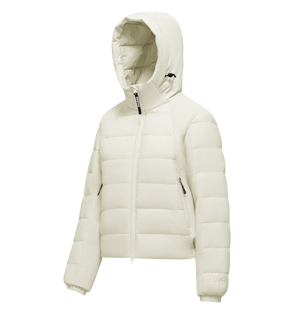 Bimaterial short padded jacket 